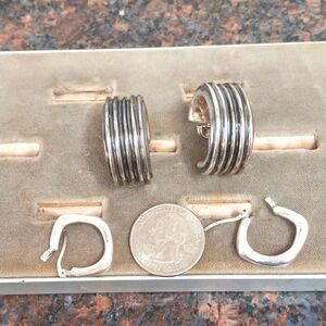 Siimon  Sebbagg and  Another  Pair of Unknown Sterling Hoop Earrings....EUC